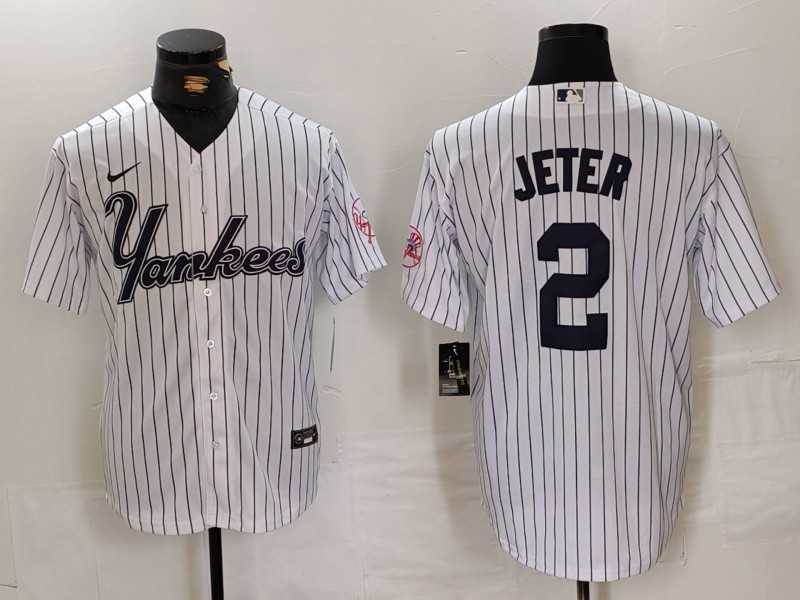Men's New York Yankees #2 Derek Jeter White Pinstripe Fashion Cool Base Jersey,We sell and wholesale Men's New York Yankees #2 Derek Jeter White Pinstripe Fashion Cool Base Jersey on line form chian!